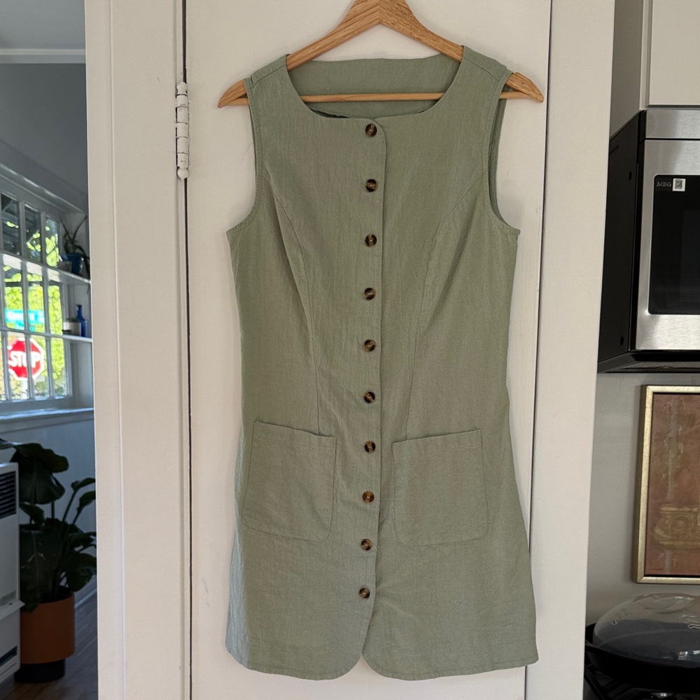 SHEIN Olive Button-Front Mini Dress